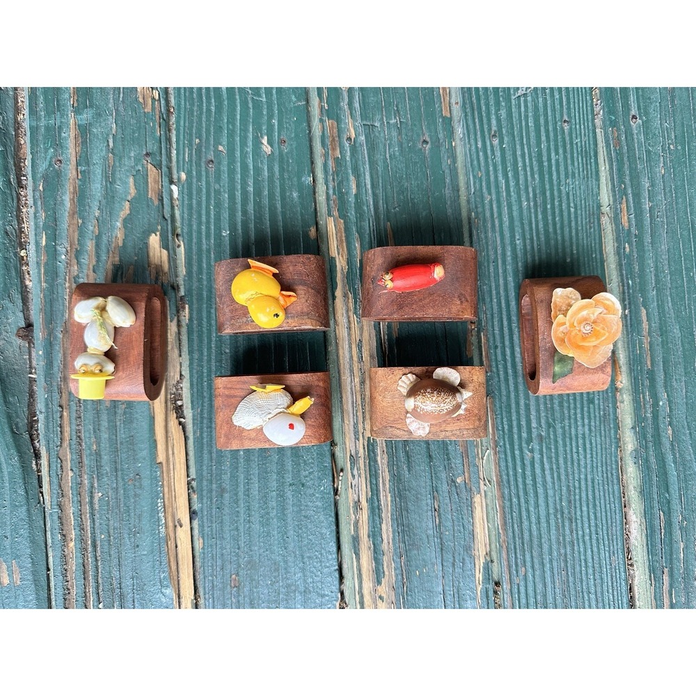 Napkin‎ Rings Holder holiday table scandi danish modern Set of 6 Wood
